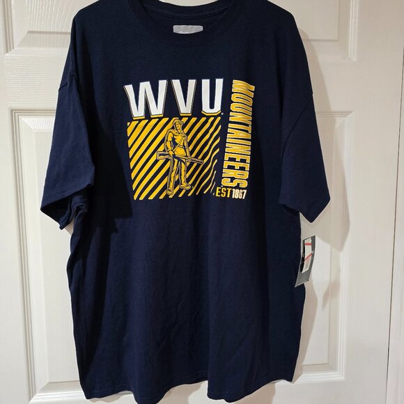 West Virginia Mountaineers Men's Captivating SS T-Shirt Navy Cotton Sz 2XL NWT - Picture 1 of 6